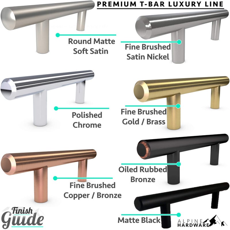 ALPINE HARDWARE Solid Euro Style Bar Pull-25Pack ~3 inch Hole Center & 5 3/8 inch Length-Heavy Stainless Steel T-Bar Handle W/ a Satin Nickel Finish-American Owned Cabinet Hardware - Image 5
